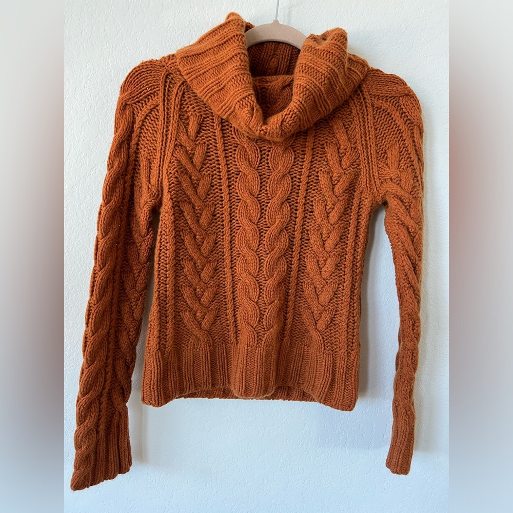 Max Mara Funnel Neck Burnt Orange Rust Knit Pullover Sweater